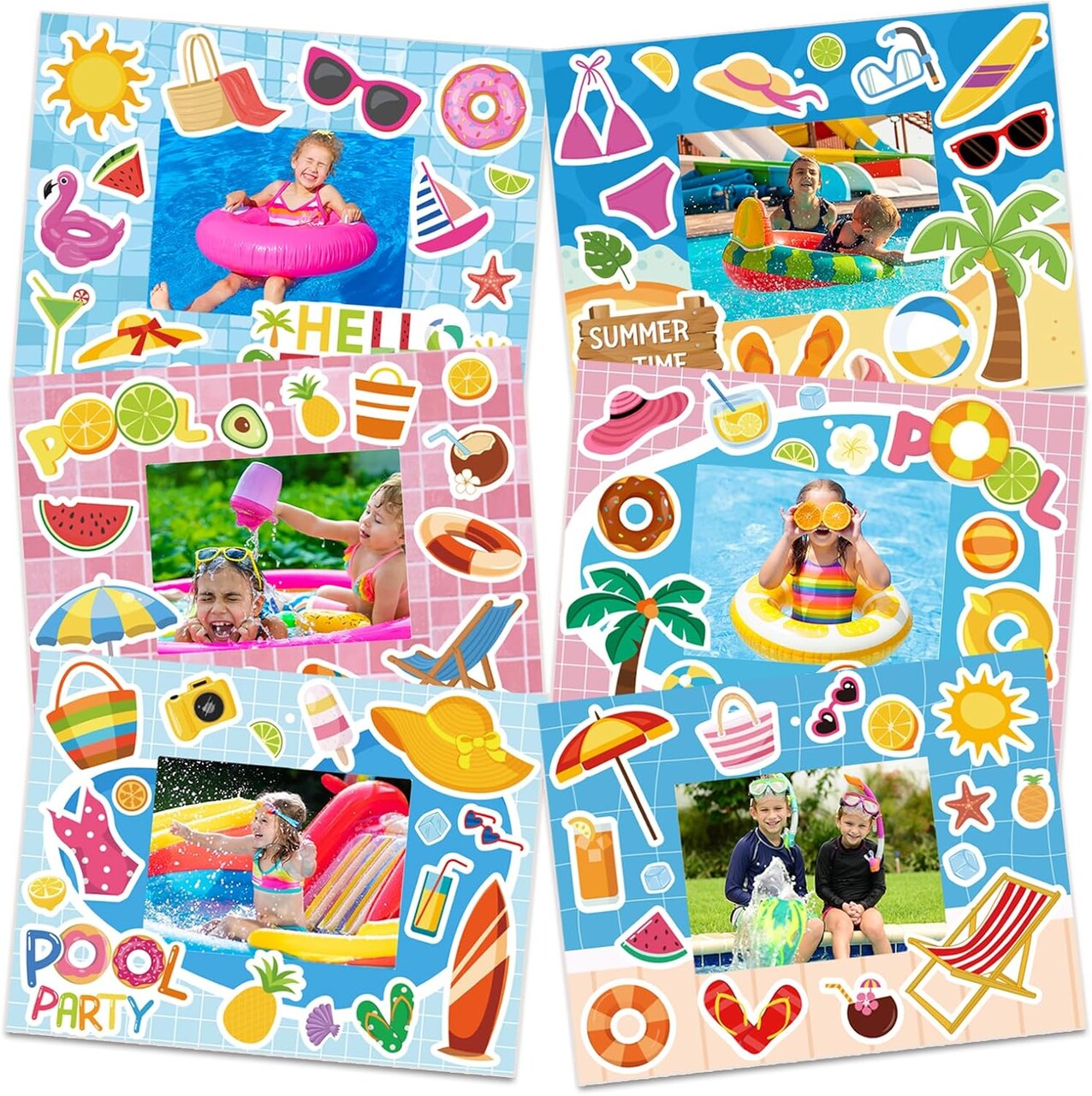 30 Packs Summer Acitivities Crafts for Kids, Beach Pool Picture Frame Craft Kits Summer Stickers for Back to School Classroom Gifts Party Favors